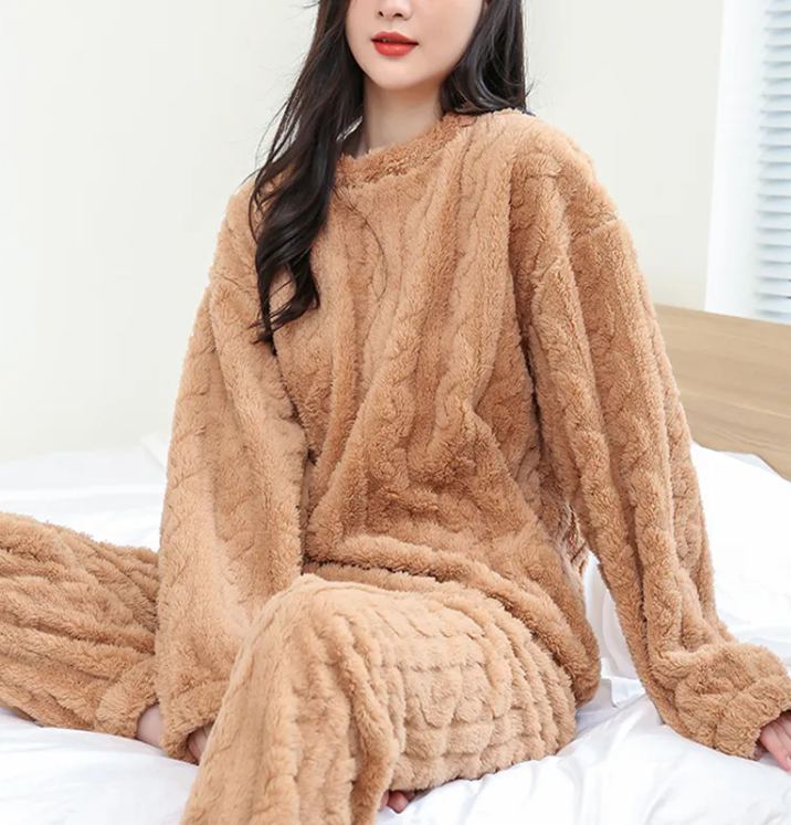 Cozy Coral Velvet Pajama Set
