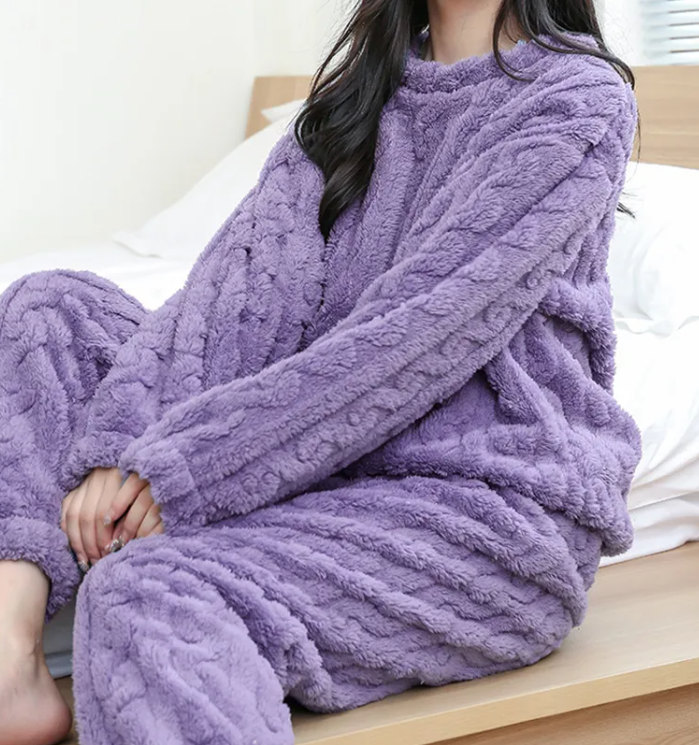 Cozy Coral Velvet Pajama Set